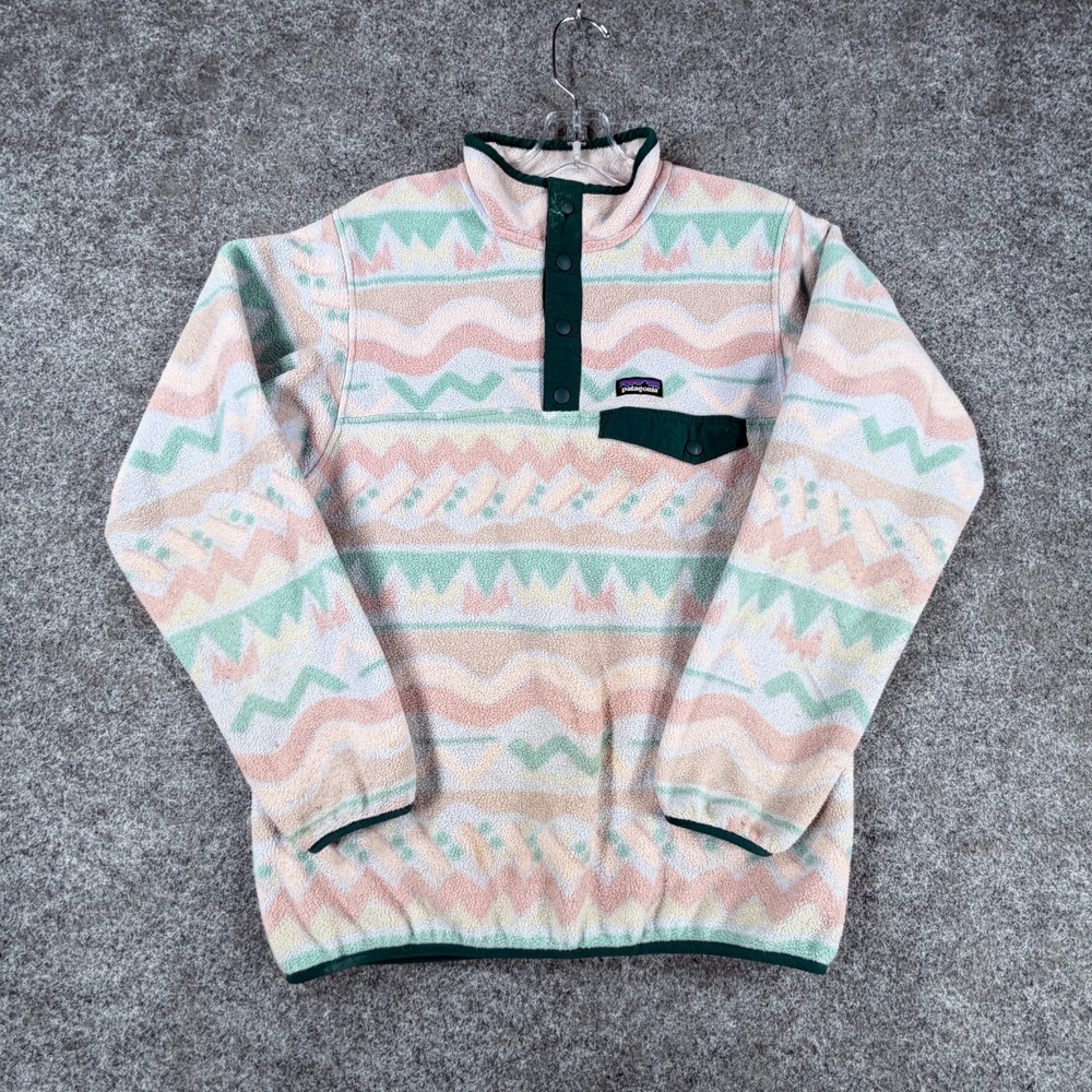 Patagonia Synchilla Pullover Girls XL Lofoten Geo Beluga Lightweight Snap-T